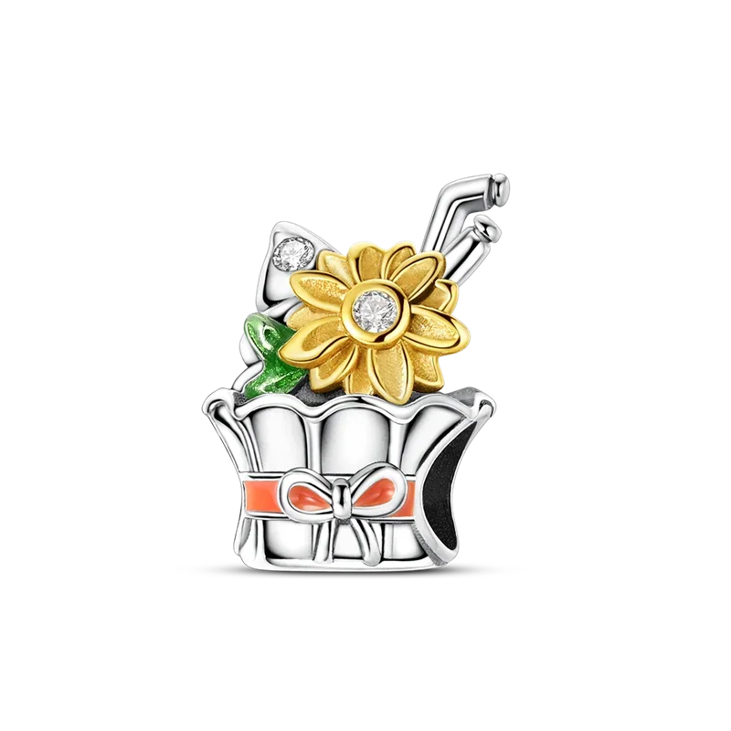 925 Sterling Silver Golden Autumn Charms | Maple Leaf & Pumpkin Beads Fit Original Bracelet DIY Jewelry Gift