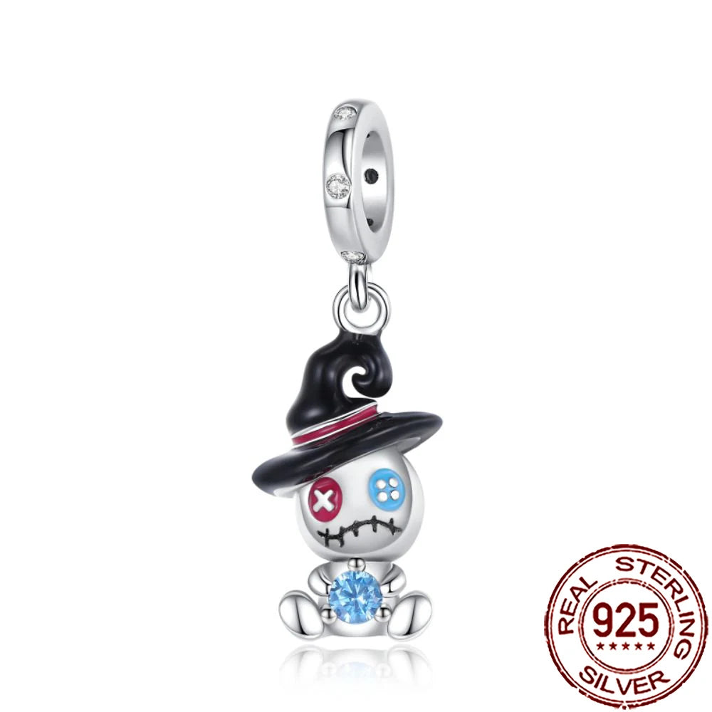 Gothic 925 Sterling Silver Grim Reaper Skull Charm Bead Fit Pandora Bracelet