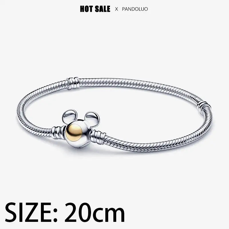 Hot Sale New Disney Cartoon Animal 925 Sterling Silver Lilo & Stitch Charm Bead Bracelet