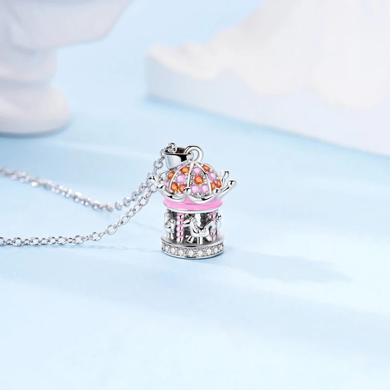 925 Sterling Silver Pink Heart & Infinity Necklace for Women Engagement Jewelry Gift