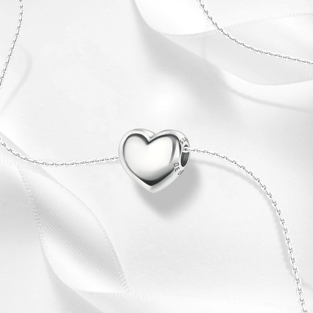 2025 New 925 Sterling Silver Colorful Shine Heart Charm Beads | Fit Snake Chain Bracelet & Necklace Women DIY Jewelry