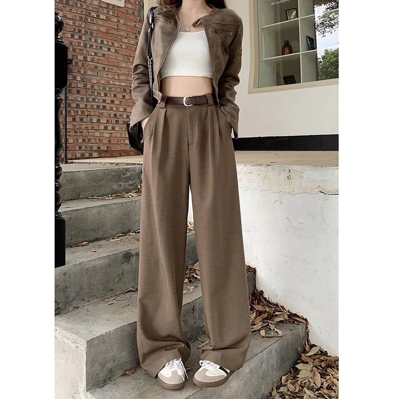 High Waist Loose Pants Women – Summer 2025 Retro Casual Drapey Versatile Trousers