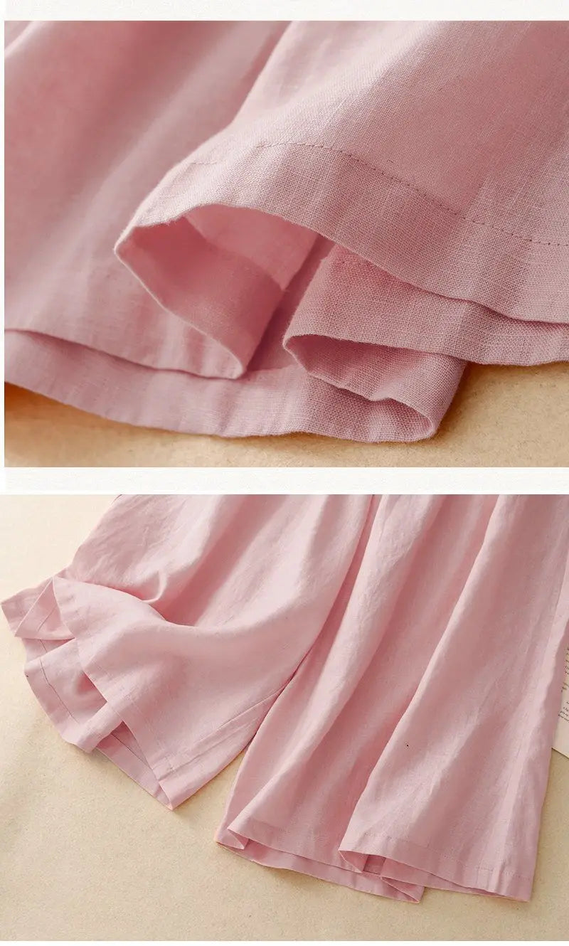 Casual Cotton Linen Pants for Women | Vintage Wide Leg Joggers | Summer Fashion Capri Sweatpants