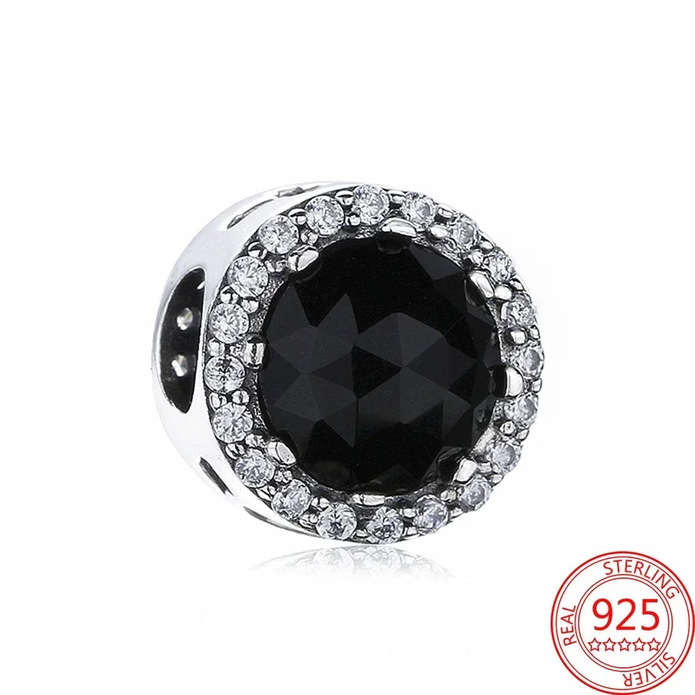 925 Sterling Silver Murano Glass Galaxy & Clover Heart Beads | Fit Pandora Bracelet DIY Jewelry Gift for Mum