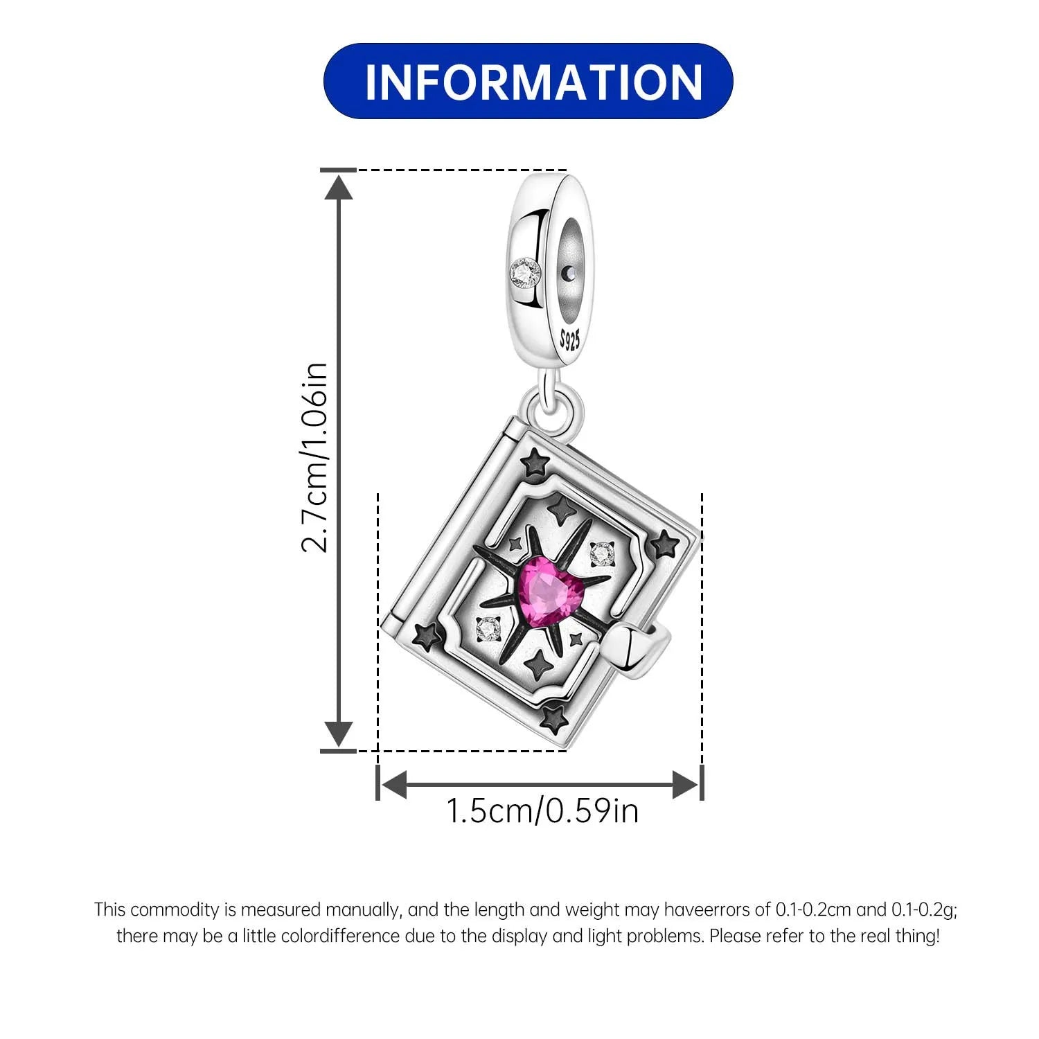 PANPOKI 925 Sterling Silver Switchable Book Pendant Charm | Original Bracelet Beads DIY Jewelry Gift for Women