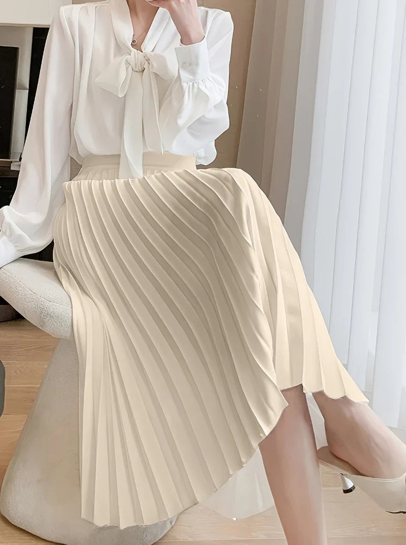 Ladies Fashion Casual Long Pleated Skirt – Elegant Vintage Temperament Party Faldas