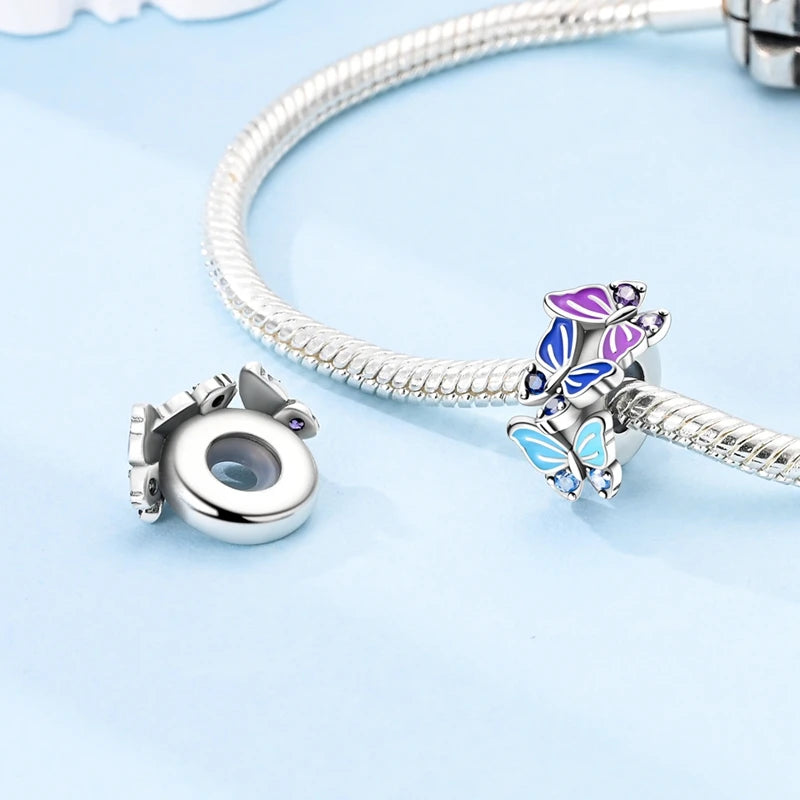 100% 925 Sterling Silver Rainbow Zircon Butterfly & Dragon Charms – DIY Bracelet Beads