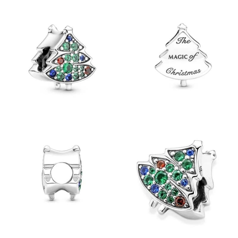 925 Sterling Silver Santa Claus Christmas Tree Elk Socks Charm | Fits Original Pandora Bracelet | DIY Lady Girl Jewelry