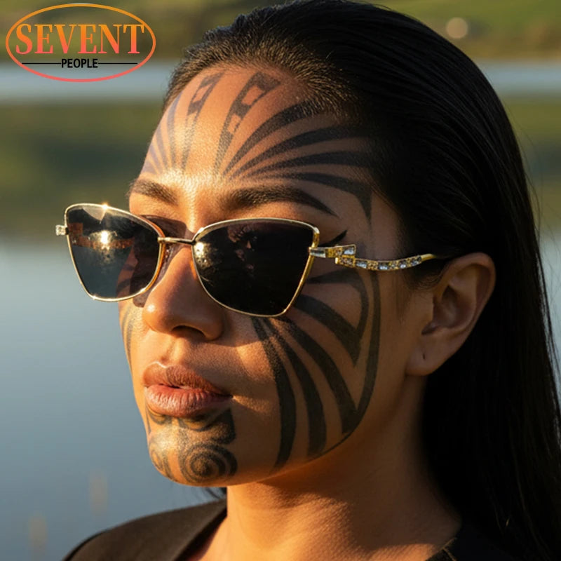 Small Frame Sexy Cat Eye Sunglasses for Women 2025 – Luxury Brand Metal Rhinestone Sun Glasses | UV400 Outdoor Shades