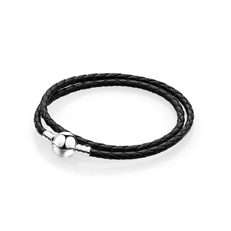 Pandora Style Woven Leather Bracelet 🧵 | DIY Silver Charm Bracelet 38cm