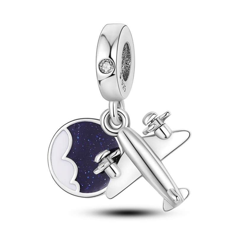 925 Sterling Silver Colorful Charms – Rose, Crown, Rainbow & Heart Dangle Beads Fit Pandora Bracelet & Necklace