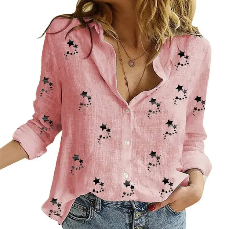 Vintage Cotton Linen Blouse – Long Sleeve Casual Shirt for Women Spring Autumn Top 🌿✨