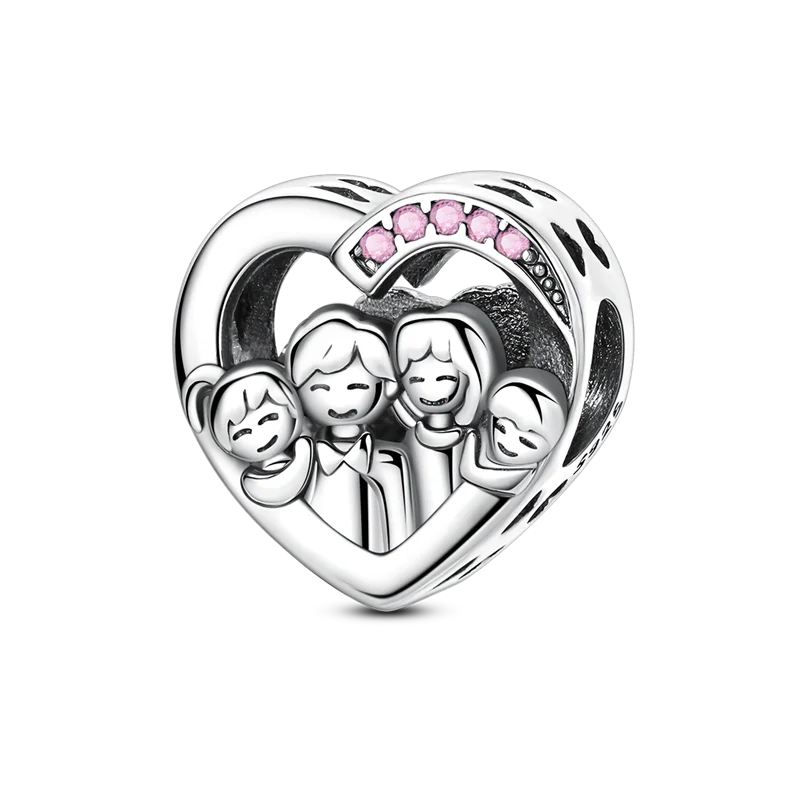 925 Sterling Silver Zircon Bowknot Heart Balloon Charms | Original Pendant Beads Fit Bracelet DIY Fine Jewelry for Women