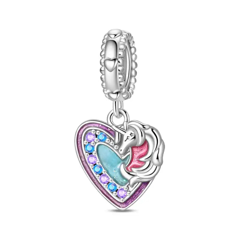 925 Silver Plated Magic Mirror Princess Angel Pink Charm Beads | Fits Original Pan 925 Bracelet | Exquisite DIY Jewelry