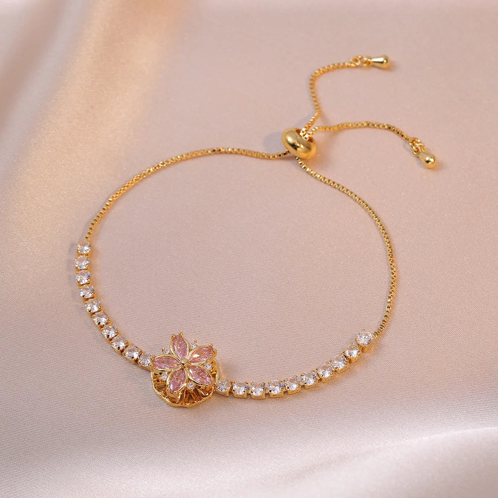 Multicolor Heart Charm Bracelet 💖 Titanium Steel Rhinestone Jewelry