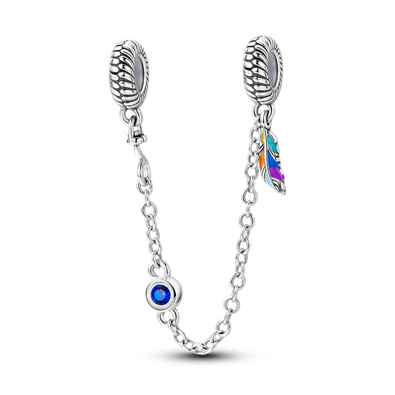 925 Sterling Silver Star Moon Safety Chain Charm | Pandora Fit Jewelry