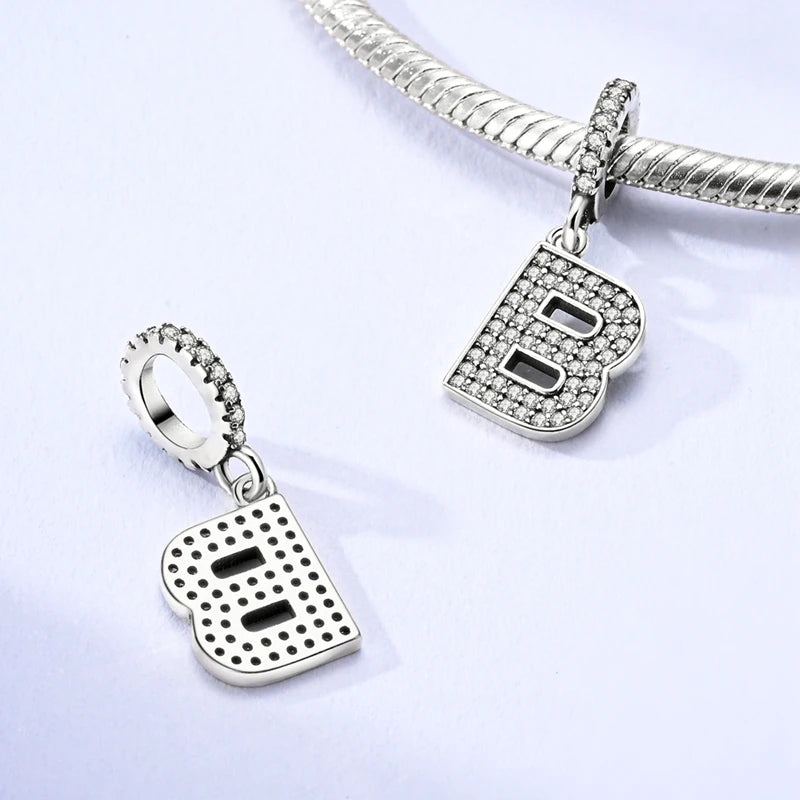 New 26 A–Z Letter Charms Beads 925 Sterling Silver | Alphabet Pendant Fit Original Bracelet Women Jewelry Gift
