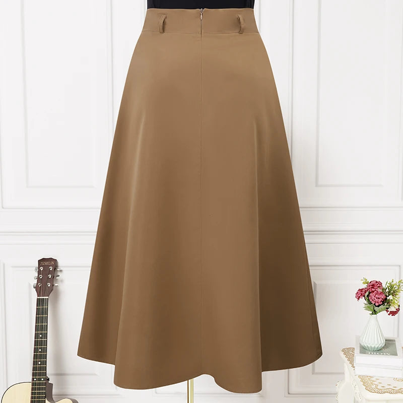 ZANZEA Women High Waist Pleated Swing Skirt – Vintage Korean Style Long Solid Skirt for Spring 2024