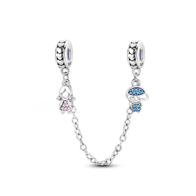 925 Sterling Silver Butterfly, Moon & Life Tree Safety Chain | Fits Original Bracelet DIY Jewelry Accessory