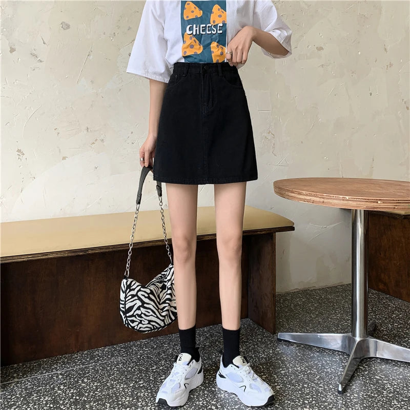 Women’s High Waist A-Line Denim Skirt | Slimming Bodycon Short Skirt Korean Style 2025