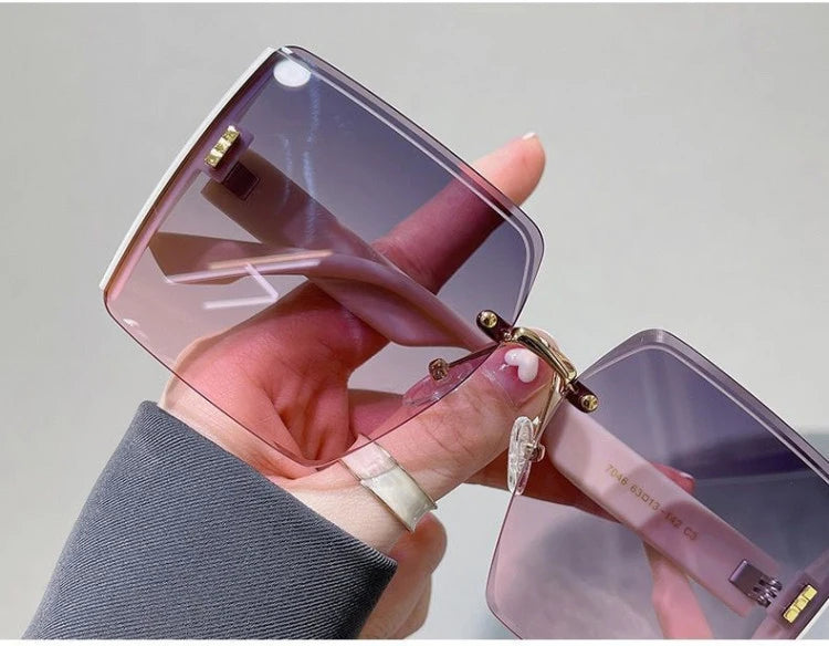 Vintage Square Sunglasses for Women – Classic Retro Gradient Mirror Rimless Sun Glasses | Female Fashion Oculos De Sol