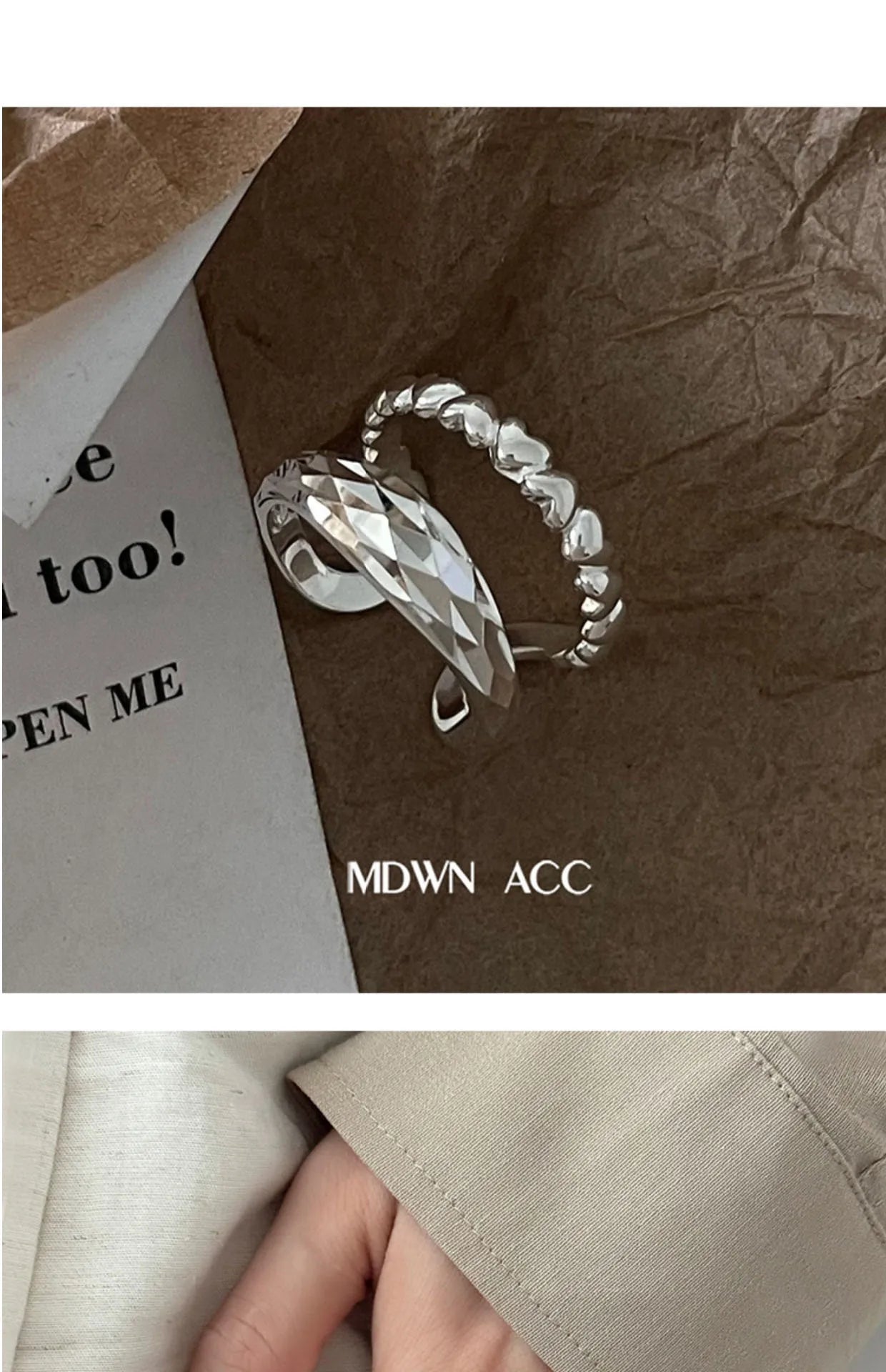 VENTFILLE 925 Sterling Silver Love Heart Ring – Double Layer Irregular Minimalist Women’s Jewelry Gift