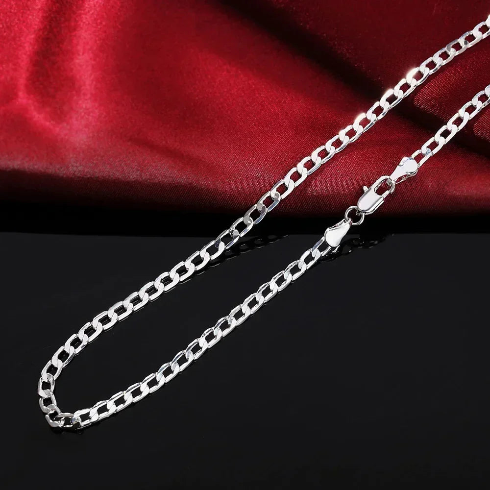 Wholesale Men’s 925 Sterling Silver Necklace – 2/4/6/8/10/12MM Chain 40-75cm Lobster Clasp