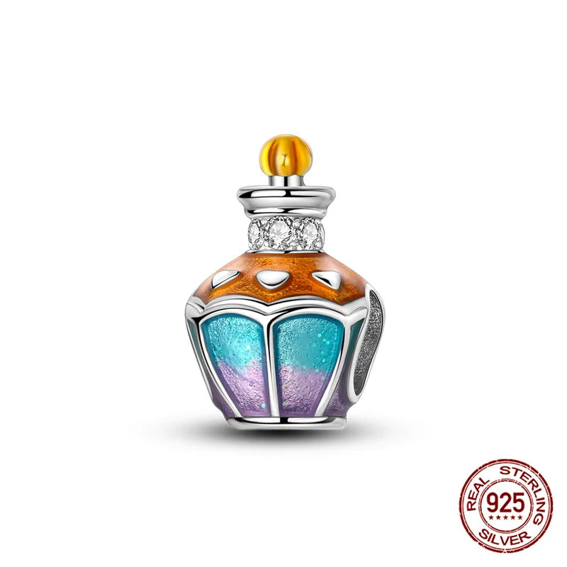 925 Sterling Silver Perfume Bottle Charm Bead – Fits Pandora Bracelet DIY Jewelry Gift for Women