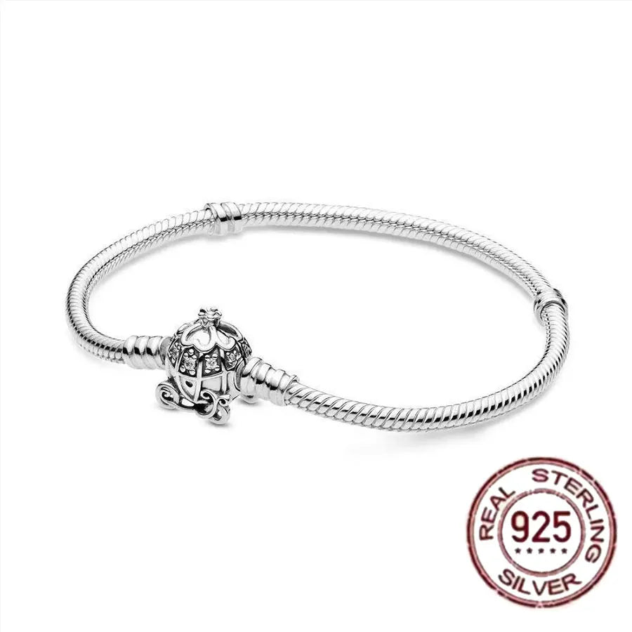 100% 925 Sterling Silver Heart Crown Snake Chain Bracelet | Women’s Fashion DIY Charm Bracelet – Original Fit