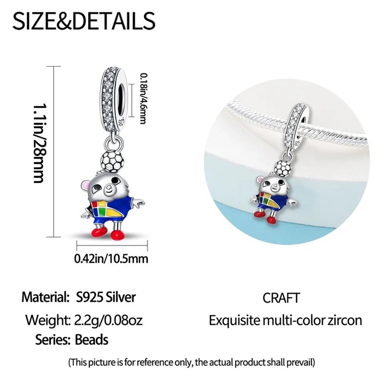 925 Sterling Silver Soccer Trophy Jersey Charm Beads – Fits 3mm Bracelets DIY Jewelry