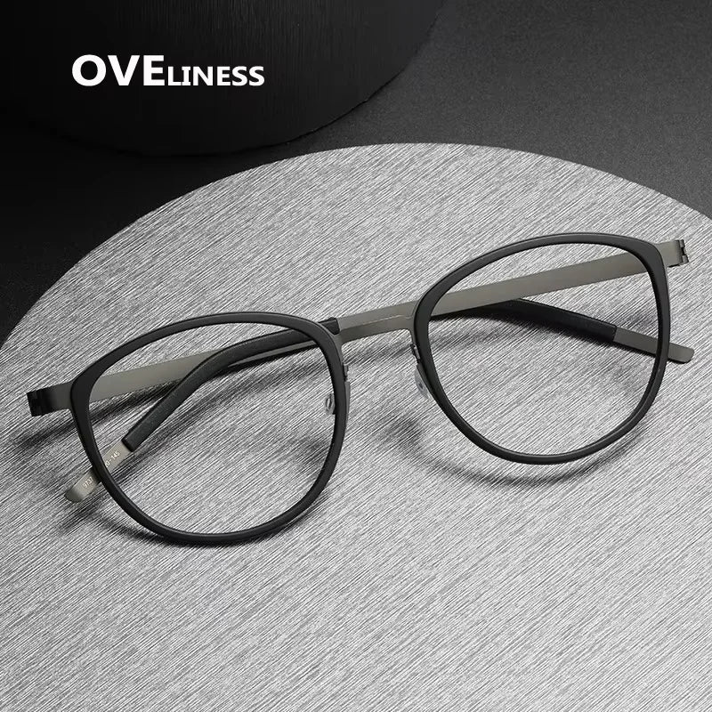 Ultralight Acetate Titanium Glasses 👓 Screwless Round Frame Eyewear