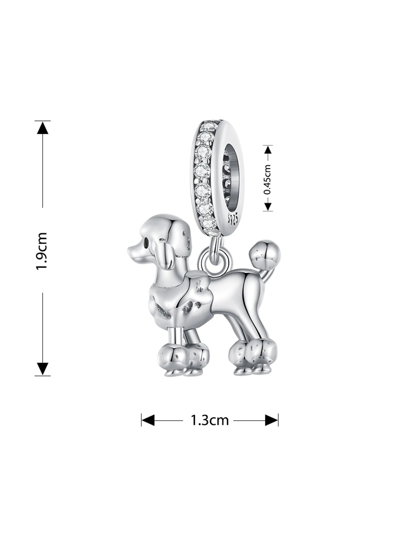 WOSTU 925 Sterling Silver Pet Dog Charm Pomeranian Yorkshire Terrier Pendant for Women Bracelet