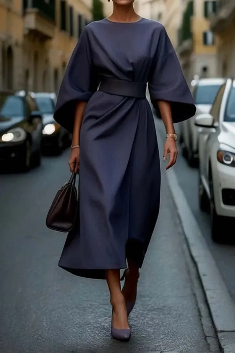 Elegant Long Sleeve Black Maxi Dress for Women | 2025 Loose O-Neck Casual Fashion Long Dress