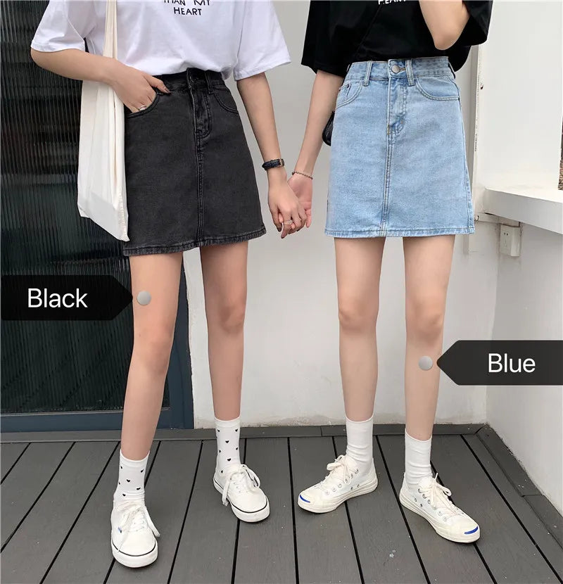 Women’s High Waist A-Line Denim Skirt | Slimming Bodycon Short Skirt Korean Style 2025