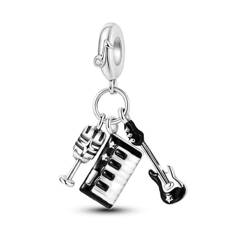 925 Sterling Silver Funny Playable Charms Beads | Smart Watch Tarot Bike Travel Dangle Fit Pandora Bracelet DIY Jewelry