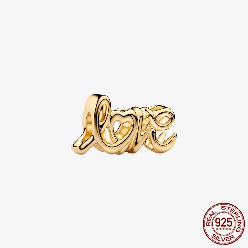 Sparkling Golden Series 925 Sterling Silver Pavé Clip Charm | Fit Original Pandora Bracelet – DIY Jewelry Christmas Gift