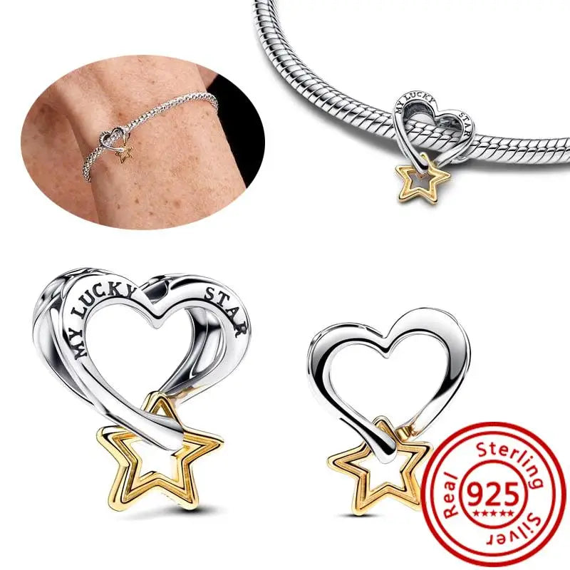 New 925 Sterling Silver Forever Always Love Murano Glass Beads | Sparkling Lucky Charms for Original Pantaro Bracelets DIY Jewelry