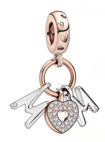 925 Sterling Silver Golden Heart Lock & Birthday Candle Charm | Fit Original Pandora Bracelet DIY Jewelry