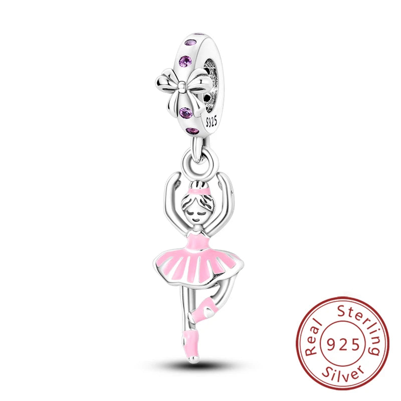 925 Sterling Silver Ballet Shoes & Perfume Bottle Charms | Bow Beads Fit Original Bracelet Pendant DIY Fine Jewelry for Women
