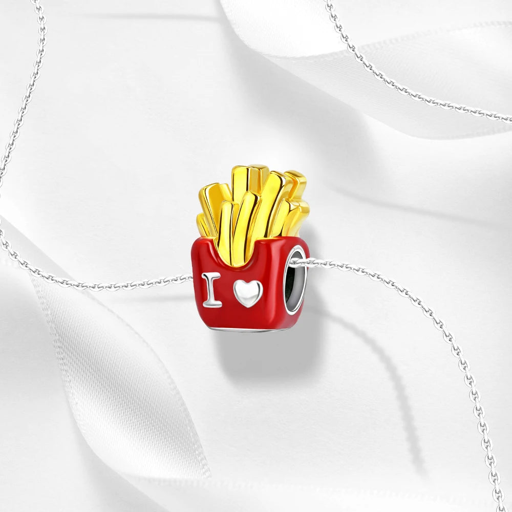 2025 New 925 Sterling Silver Coffee, Cake, Fruit & Burger Charms | Fit Pandora Bracelet & Necklace DIY Jewelry