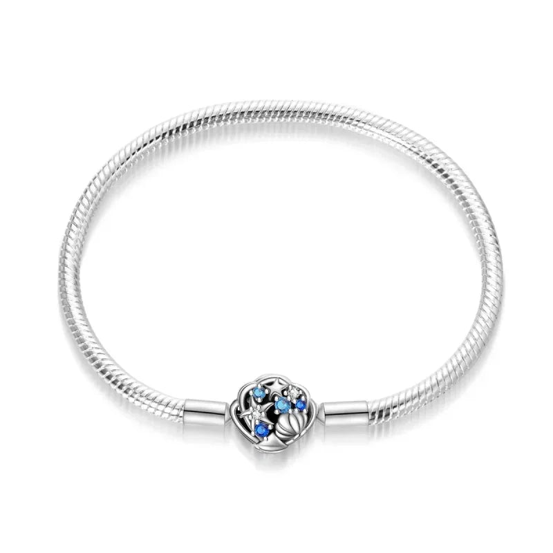 925 Silver Bracelet 17–20CM with Butterfly, Flower, Cat, Shell, Moon & Starfish Charms – DIY Birthday Jewelry Gift