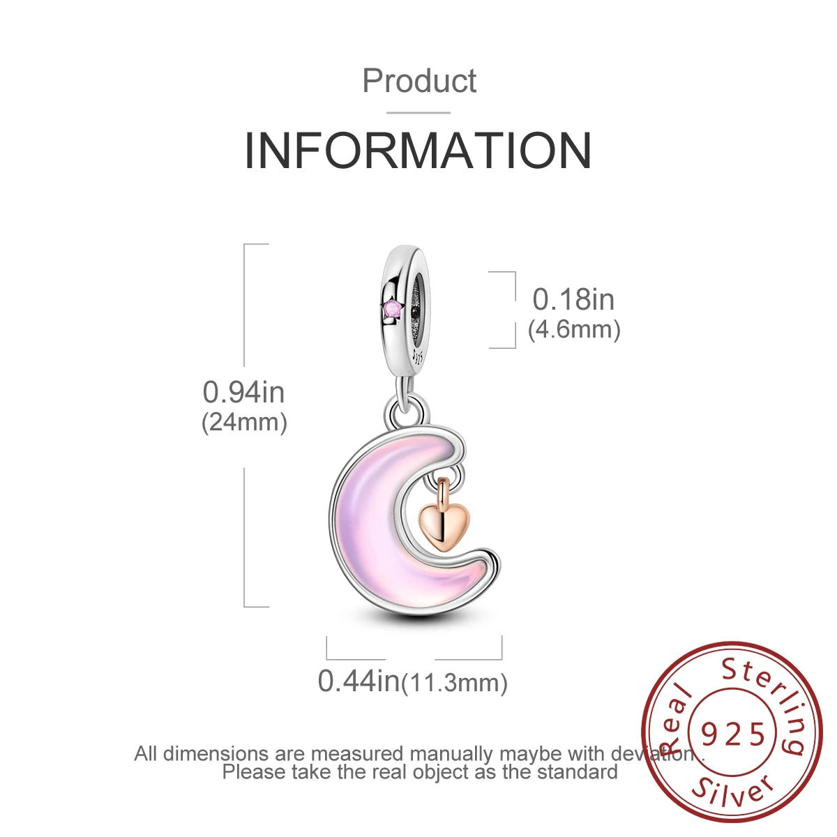 925 Sterling Silver Pink Zircon Heart Cross Charm | Fits Pandora Original Bracelet | Women’s Pendant DIY Jewelry Gift