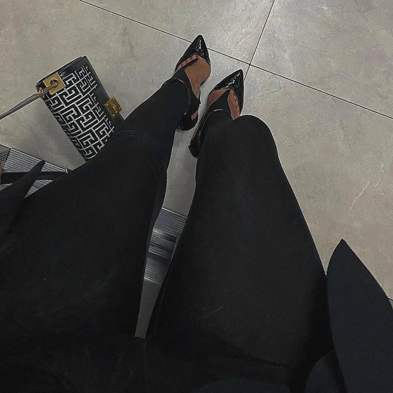 Women’s Black High Waist Skinny Pants | Y2K Glitter Winter Leggings 2024