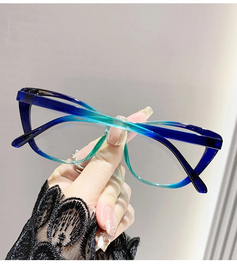 Fashion Ladies Reading Glasses – Trendy Luxury Cat Eye Presbyopia Anti-Blue Light Eyeglasses for Women & Men