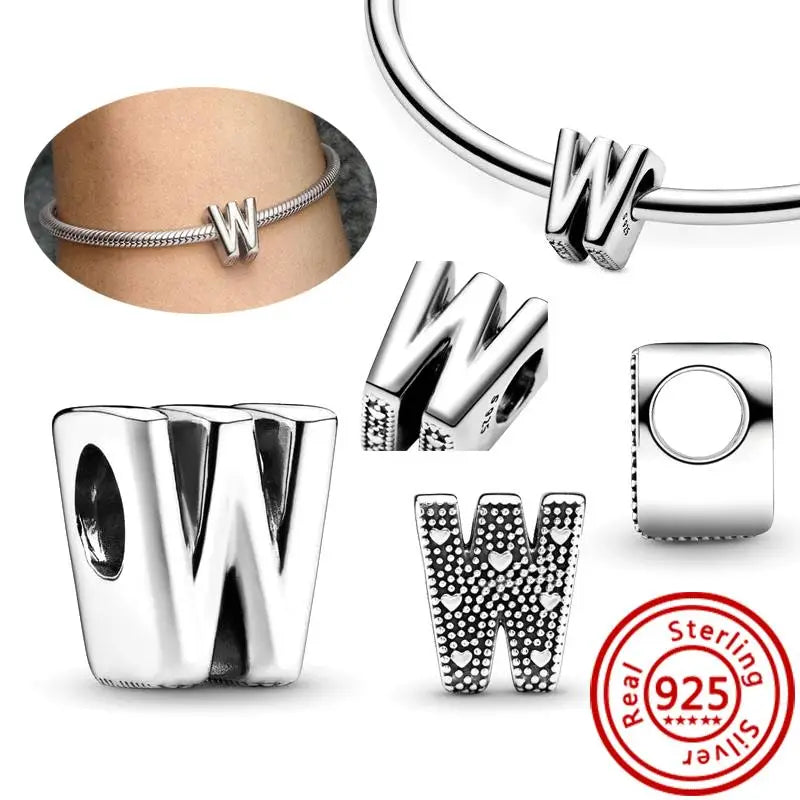 925 Sterling Silver A–Z Alphabet Letter Charms | Gold & Silver Beads for Women DIY Bracelet Jewelry