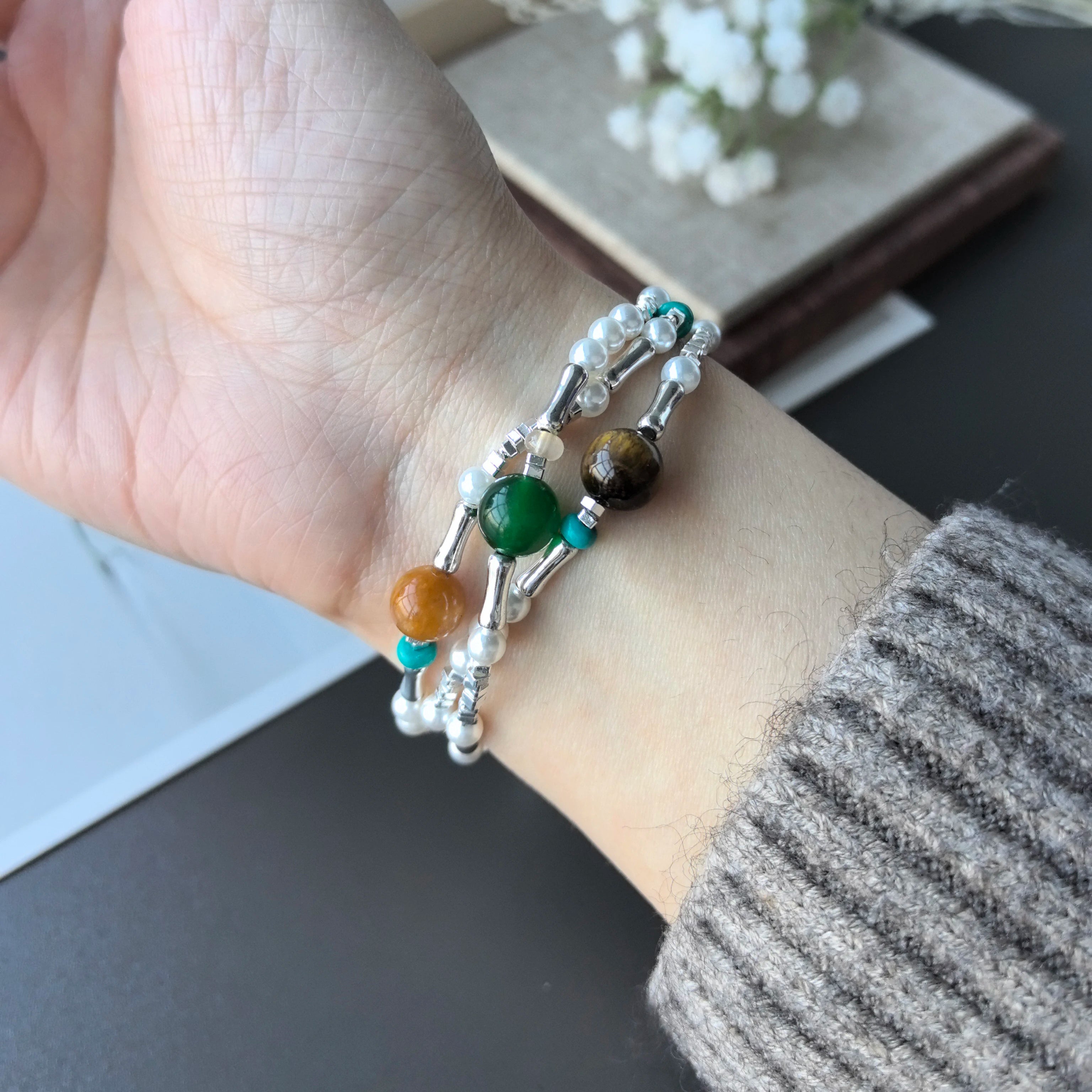 925 Sterling Silver Green Leaf Bracelet | Elegant Nature-Inspired Bangle for Women Girls Fashion Jewelry Gift