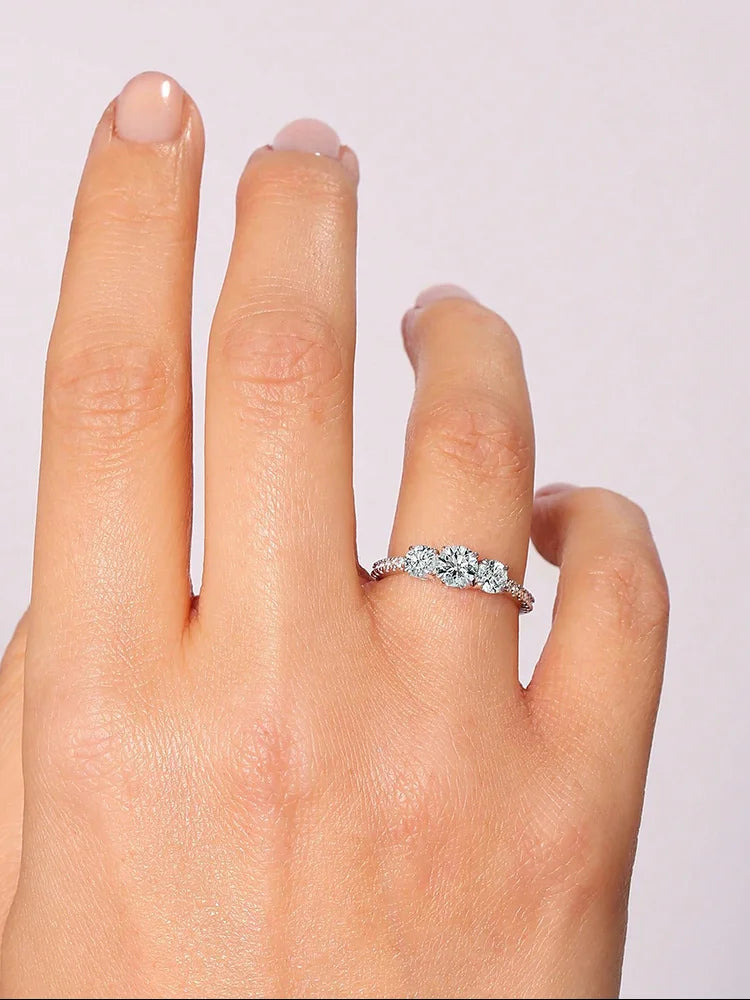 925 Sterling Silver Classic 0.5ct Zircon Round Ring | Women’s Luxury Engagement, Wedding & Anniversary Jewelry