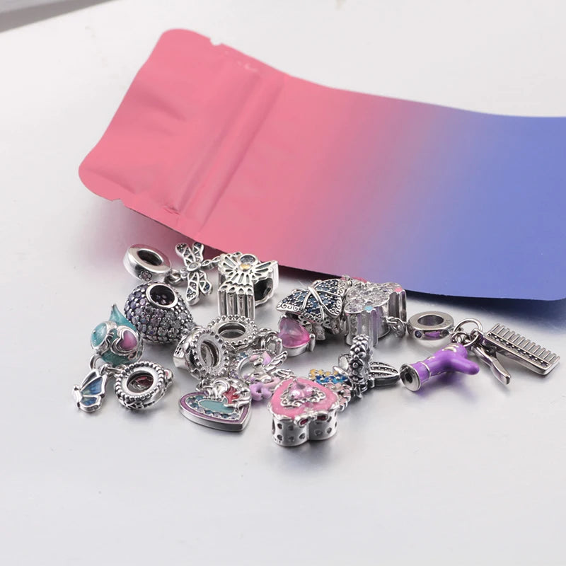 925 Sterling Silver Blind Bag Charms | Random 3 Beads Set Fits Original Pandora Bracelet DIY Jewelry Gift for Women