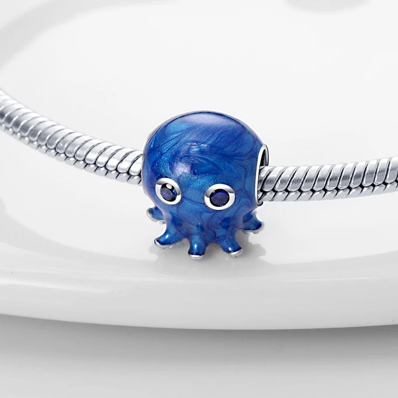 Blue Ocean Series 925 Sterling Silver Turtle Crab Mermaid Charms for 3mm Bracelet