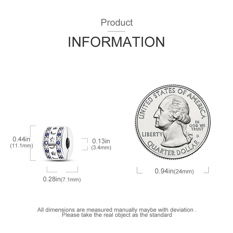 925 Sterling Silver Luminous Butterfly Star Moon Charm Bead | Round Clasp Bead for 3mm DIY Bracelet Jewelry Gift